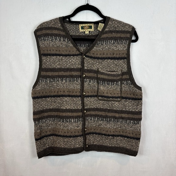 Joseph Abound Women's wool blend Brown Vest sz medium Retro 90's Grandpa Sweater - Picture 1 of 12